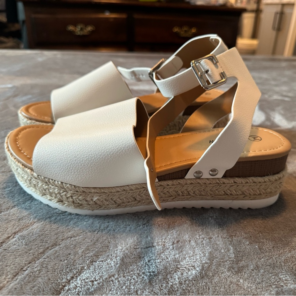 White Espadrille Platform Sandals